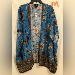JM Collection Indigo Floral Kimono